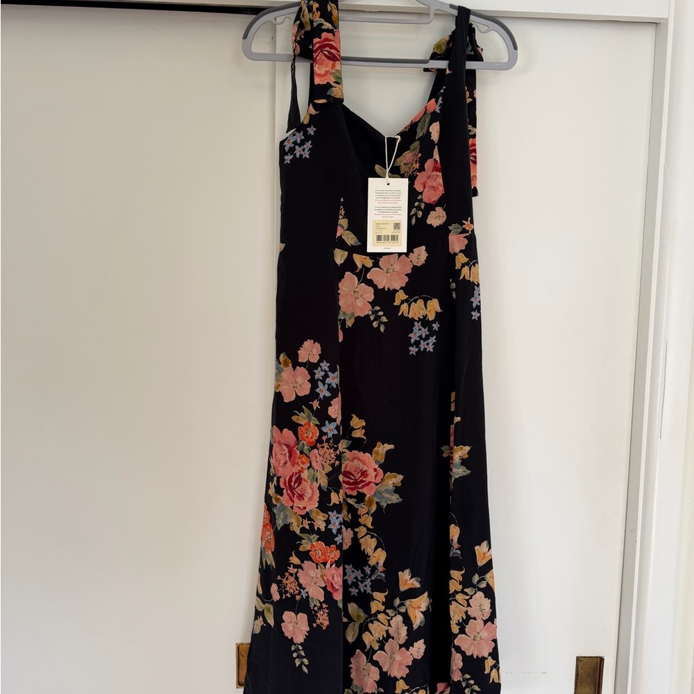 LAST CHANCE Sezane Dorotha Black Floral Midi Dress